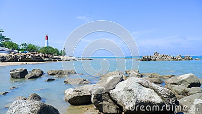 A Stretch Of Rocks In The Tropical Sea Of Tanjung Kalian Stock Photo