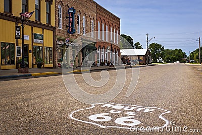 Stretch of the US Route 66 in the city of Atlanta, Illinois, USA Editorial Stock Photo