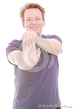 Stretch your forearm Stock Photo