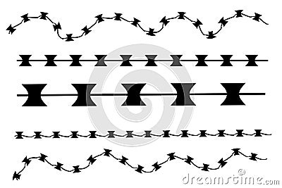 Stretch barbed tape illustration Barrier wire for prison Vector Illustration