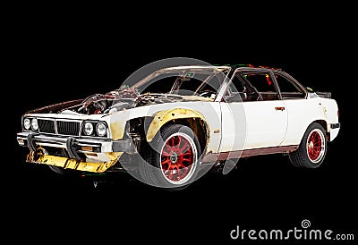 Stretched Car with Transparent Layer Showing Detailed Engine Components and Custom Features Stock Photo