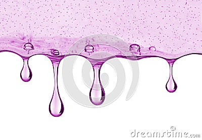 Stretched drops of transparent purple gel Stock Photo