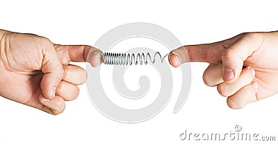 Stretched spring. Resistance and opposition metaphor Stock Photo