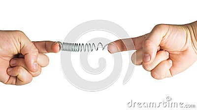 Stretched spring. Resistance and opposition metaphor Stock Photo