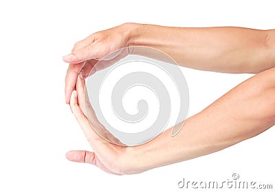 Stretching exercises finger ion white background, health care co Stock Photo