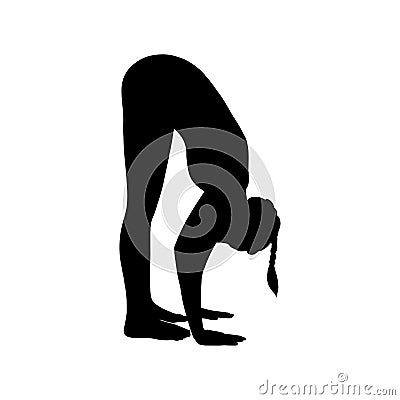 Stretching yogi woman silhouette. Hatha yoga forward fold pose. Vector illustration Vector Illustration