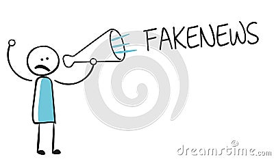 Stick figure with fakenews Stock Photo