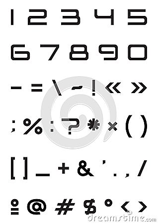 Strict Alphabet font number sign symbol Vector Illustration