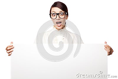 Strict woman in large glasses Stock Photo