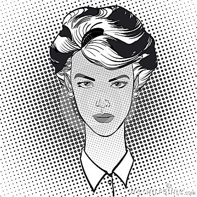 Strict woman with short hair Vector Illustration