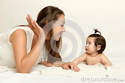 Strictly mother talking to a child Stock Photo