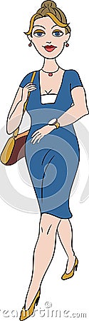 Striding woman Vector Illustration