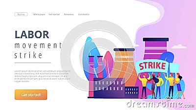 Strike action concept landing page. Vector Illustration