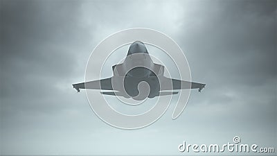 Strike Fighter Jet Aircraft Flying Low Overcast Day Cartoon Illustration