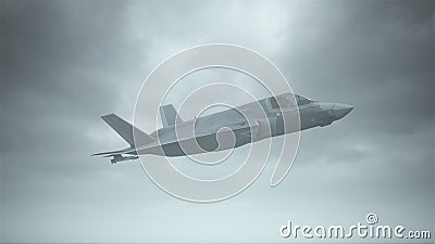 Strike Fighter Jet Aircraft Flying Low Overcast Day Cartoon Illustration