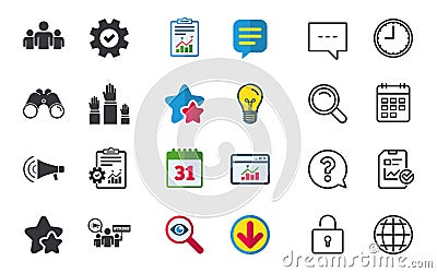 Strike group of people. Megaphone loudspeaker. Vector Illustration