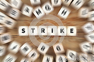 Strike protest action demonstrate jobs, job employees dice business concept Stock Photo