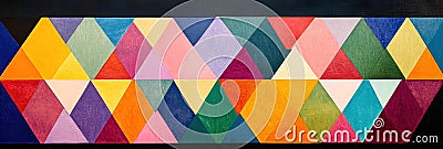A striking arrangement of colorful triangular patterns creates a captivating geometric abstraction with a variety of Stock Photo