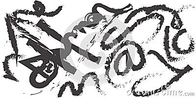 This striking black and white abstract design features dynamic, flowing lines and textured brushstrokes, creating a captivating Vector Illustration