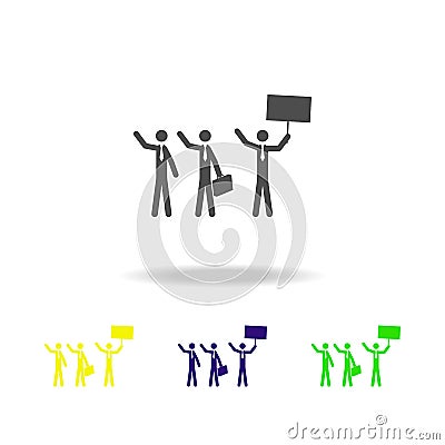 striking business people multicolored icons. Elements of protest and rallies icon. Signs and symbol collection icon for websites, Stock Photo