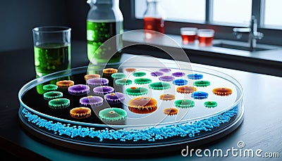 Multicolored Microbial Patterns Stock Photo