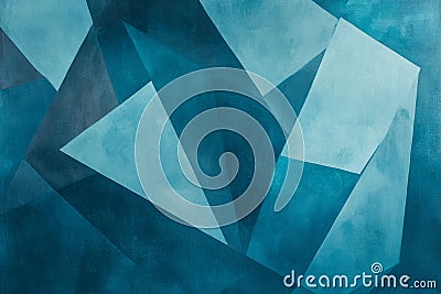 A striking composition of geometric shapes in muted cyan over a subtle cyan background, creating Ai ganerated Stock Photo