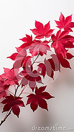 A striking contrast Red Virginia creeper leaves isolated against a clean white backdrop Stock Photo