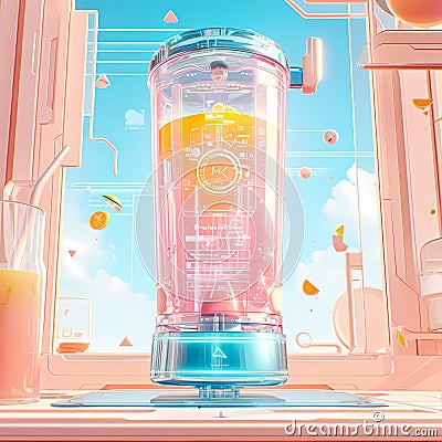 Striking Cyberpunk Blender - Futuristic Appliance with Touch Activation Stock Photo