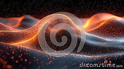A striking 3D-rendered abstract background featuring a dynamic interplay of orange and black tones. Generative AI Stock Photo