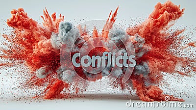 A striking 3D rendering depicting a dynamic explosion with the word 