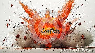 A striking 3D rendering depicting a dynamic explosion with the word 