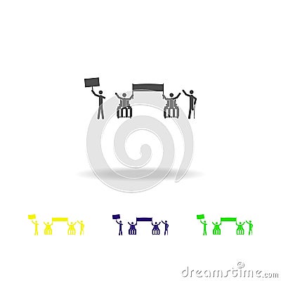 striking disabled people multicolored icons. Elements of protest and rallies icon. Signs and symbol collection icon for websites, Stock Photo