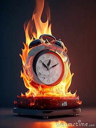 An Alarm Clock That Lights Up Red Stock Photo