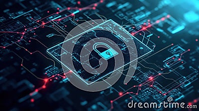 Exploring the Intersection of Cybersecurity, Data Protection and Privacy with a Locked Circuit Concept Stock Photo
