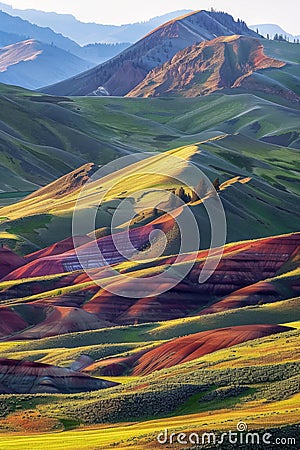 Striking landscape of hills with strong shifted colors - AI Generated Stock Photo