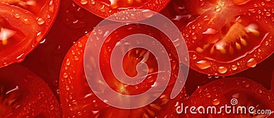 A striking macro capture of a sliced tomato's. AI Generative Stock Photo