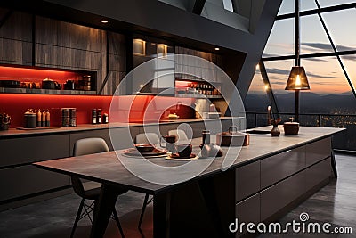 Striking modern kitchen with sleek design and bold aesthetics Stock Photo