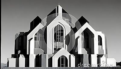 Striking monochrome architecture with sharp geometric shapes and high contrast, creating a dramatic and bold visual impact, Stock Photo