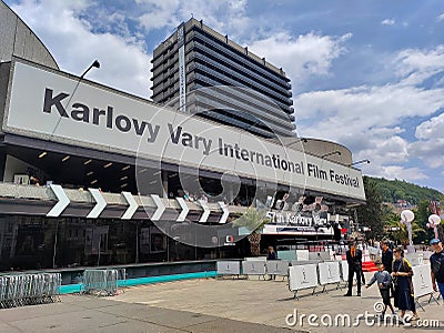 Striking view of Hotel Thermal during the vibrant 57th Karlovy Vary International Film Festival Editorial Stock Photo