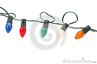 String of christmas lights isolated Stock Photo