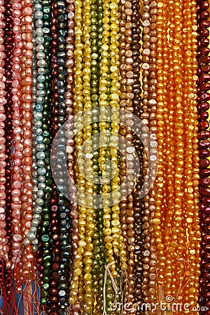 String of colorful bead necklace on retail display Stock Photo