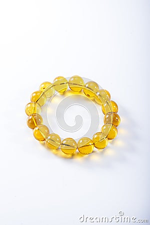 A string of crystal yellow amber bracelets Stock Photo