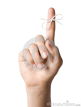 String Finger Reminder on White Stock Photo