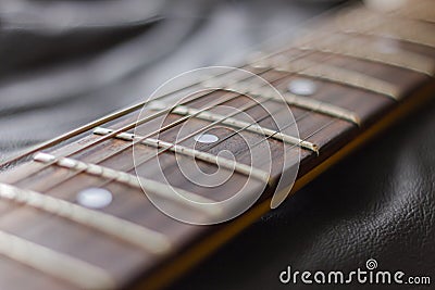 7 string guitar neck Stock Photo