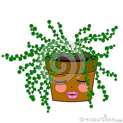 String of pearls Cactus Cartoon Illustration