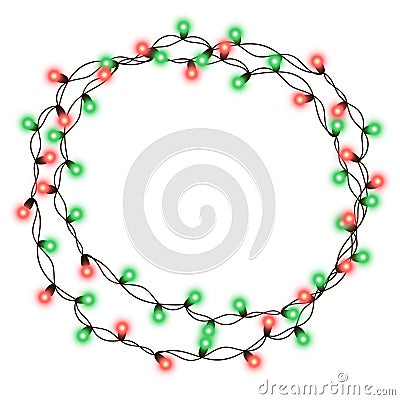 String purple garland isolated on white background. Vector illustration of Christmas, New Year party decoration with transparency Vector Illustration