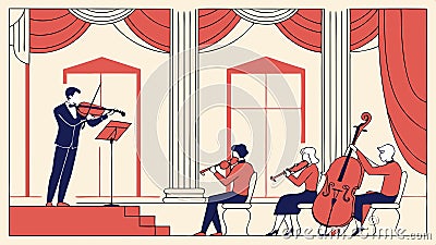 String quartet performance, a classical music ensemble vector design Generative AI Vector Illustration