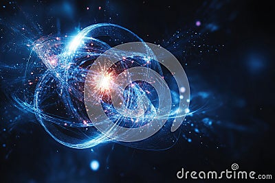 String theory : depiction of quantum strings, showcasing the subtle, dynamic interactions at heart of universe's Stock Photo