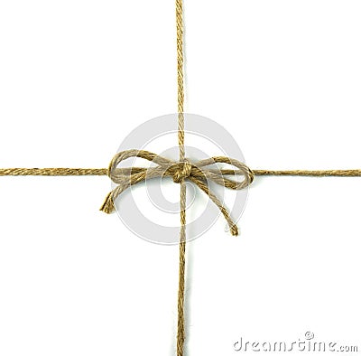 String tied in a bow on white Stock Photo