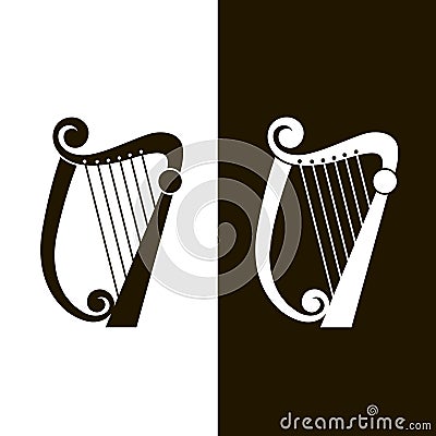 Stringed harp icons Vector Illustration